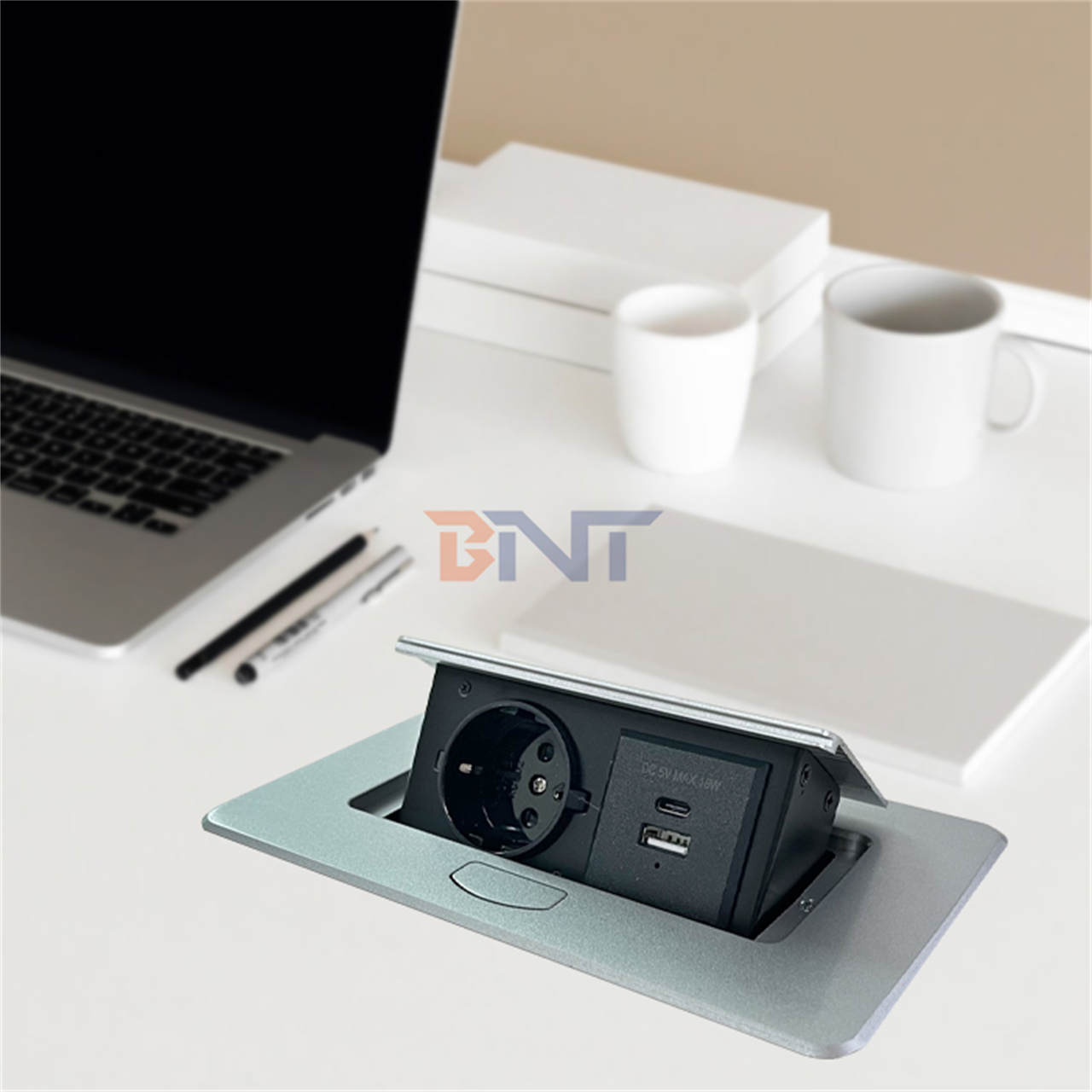 OEM/ODM Embedded Desktop Power Socket pop up outlets USB A+C Power Charging Plug Suitable for Office Table