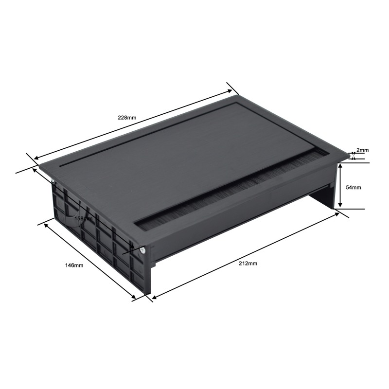 Desk Flip Cover with 3 Ac Outlets product size