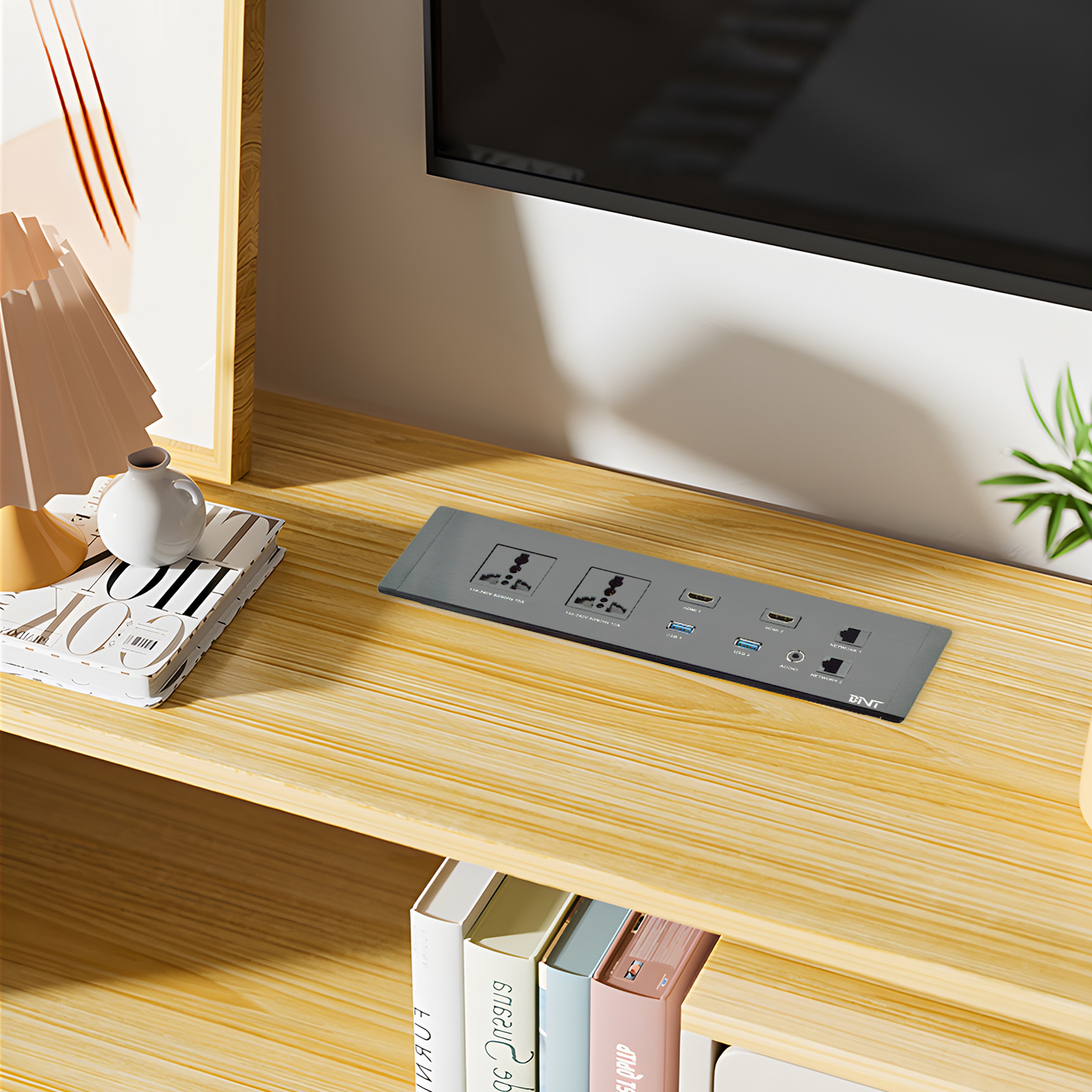Desktop Embedded Multifunctional Power Socket Universal Plug Options with Dual USB a Ports IP44 Level
