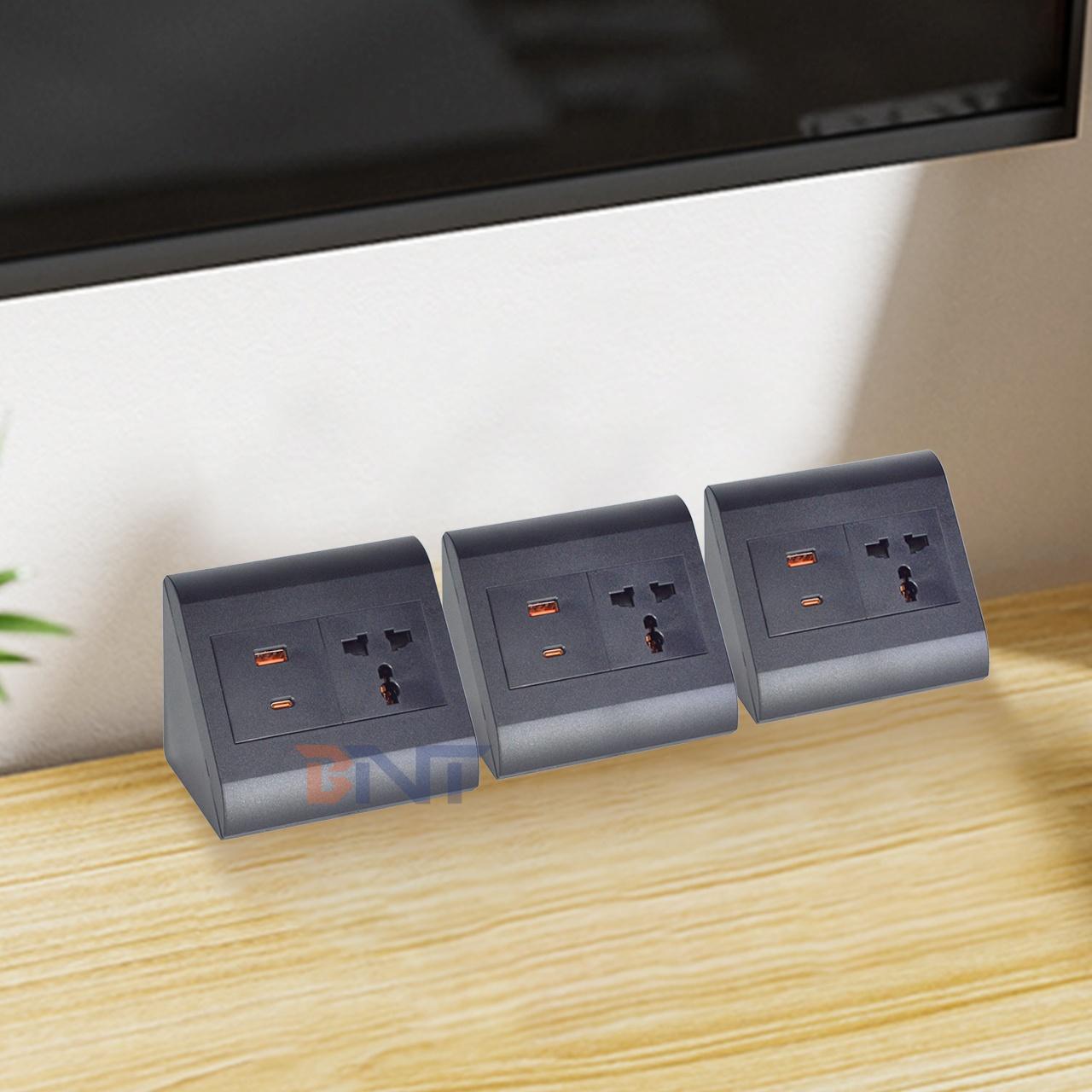 Universal Socket for Office & Home 1 Outlets Tabletop Power Socket with USB A+C Outlets IP44 for Multiple Devices