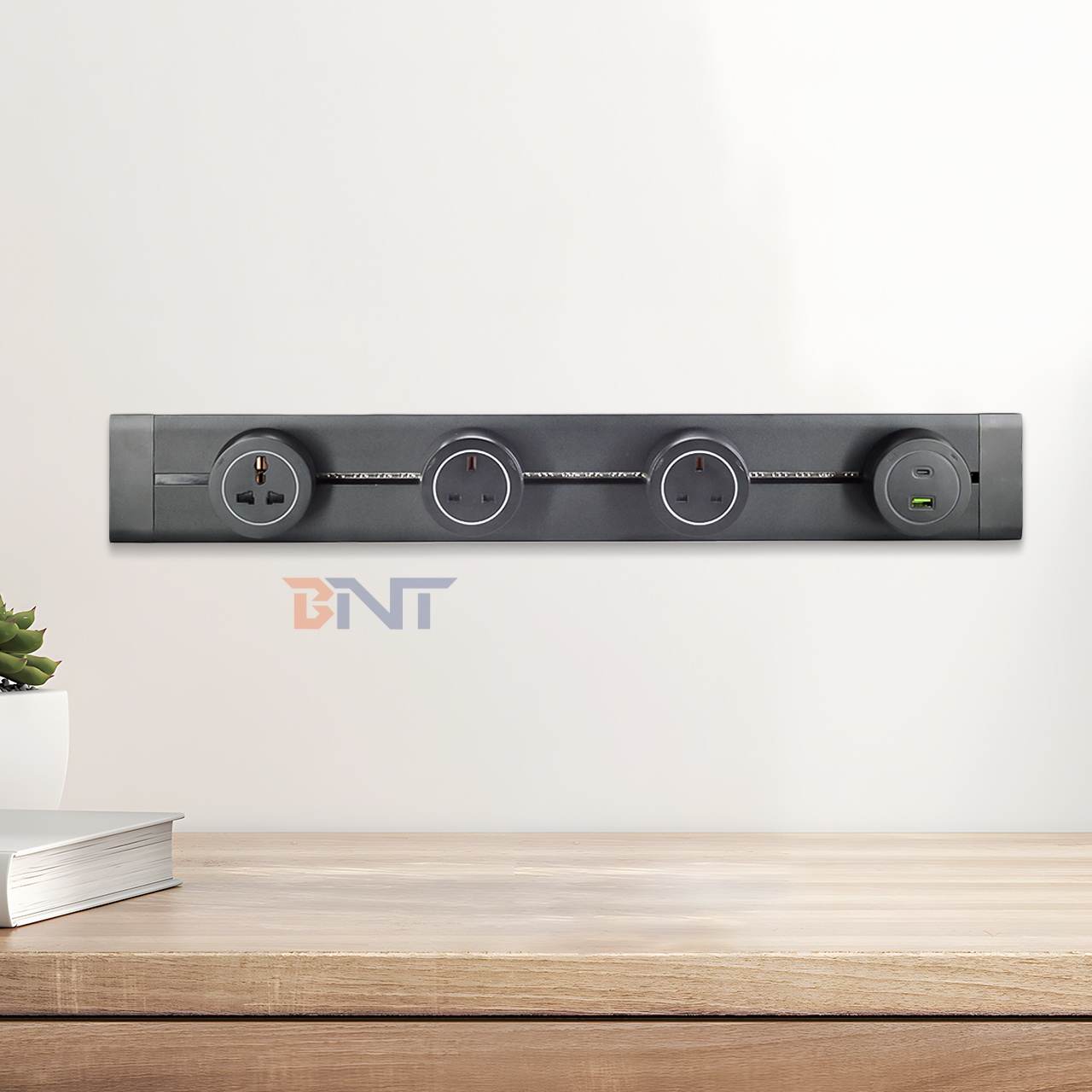 Modern Style Wall-Mounted Power Rail Track Socket Convenient Multi-Outlet Removable AC Socket for Universal UK Standards
