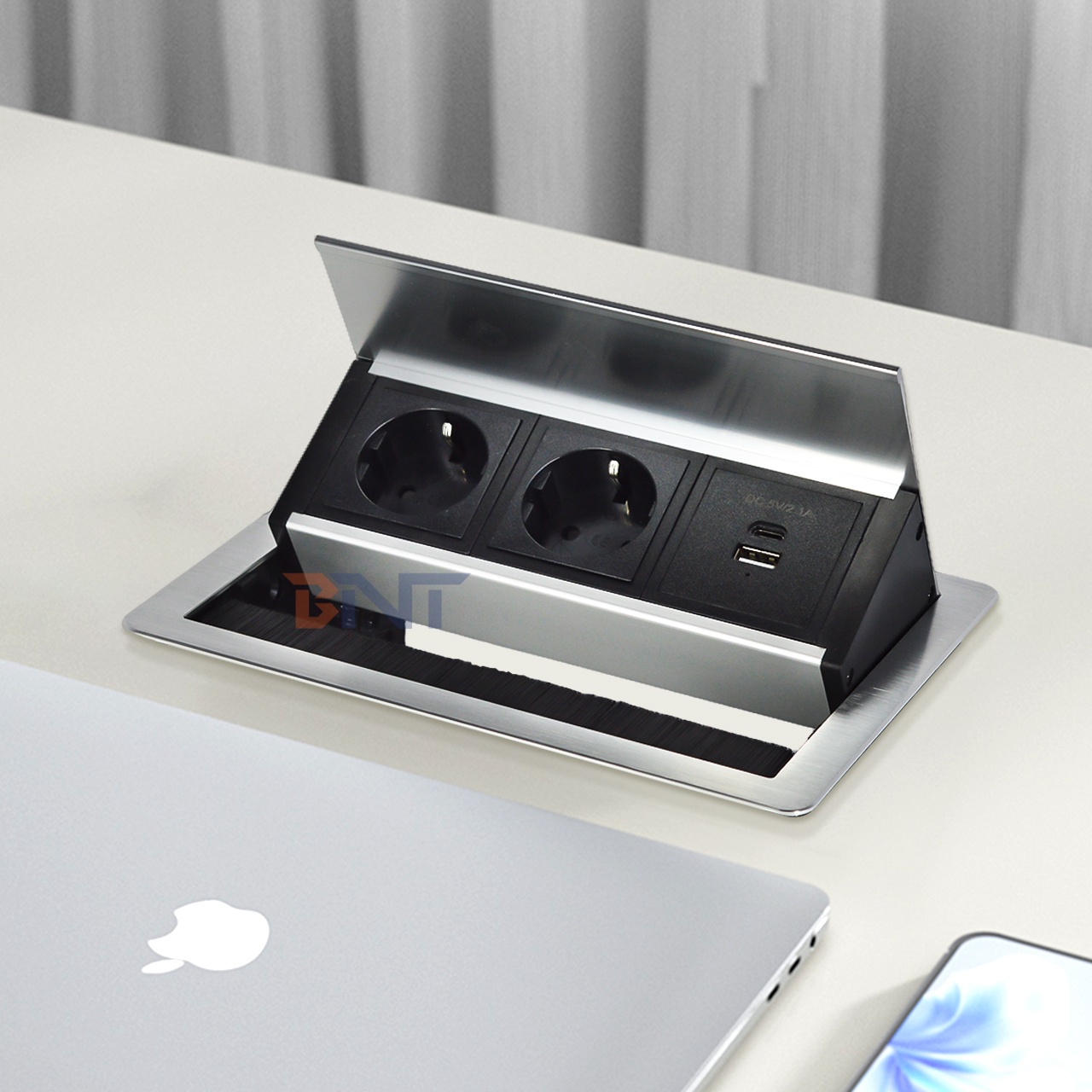 Factory customized Desktop Brush Table Flip Cover 20W USB Socket Hidden Desktop Power Grommet