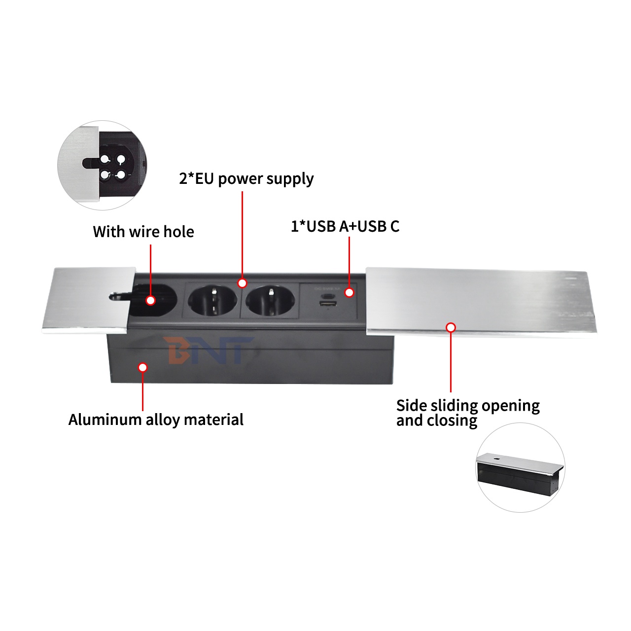 Embedded Design Power Socket Sliding European Power Station Socket Embedded Design Power Socket Sliding European Power Station Socket