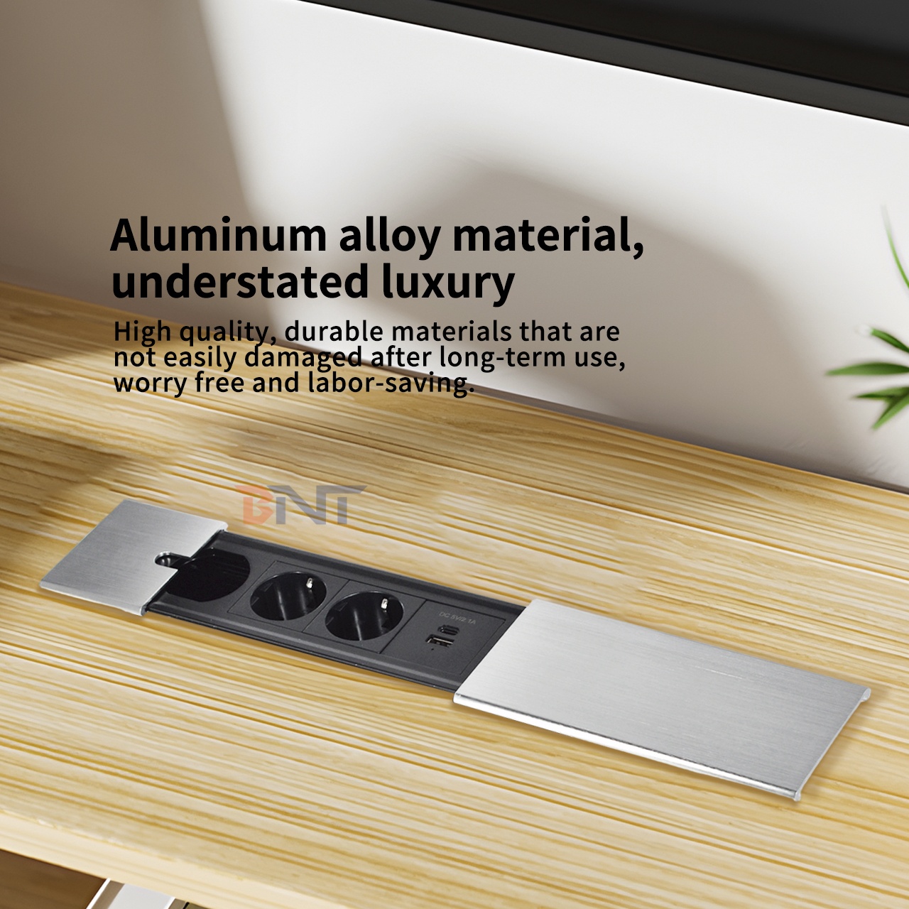 Embedded design power socket sliding European power station multiple power socket, with 2 AC sockets and USB A + C