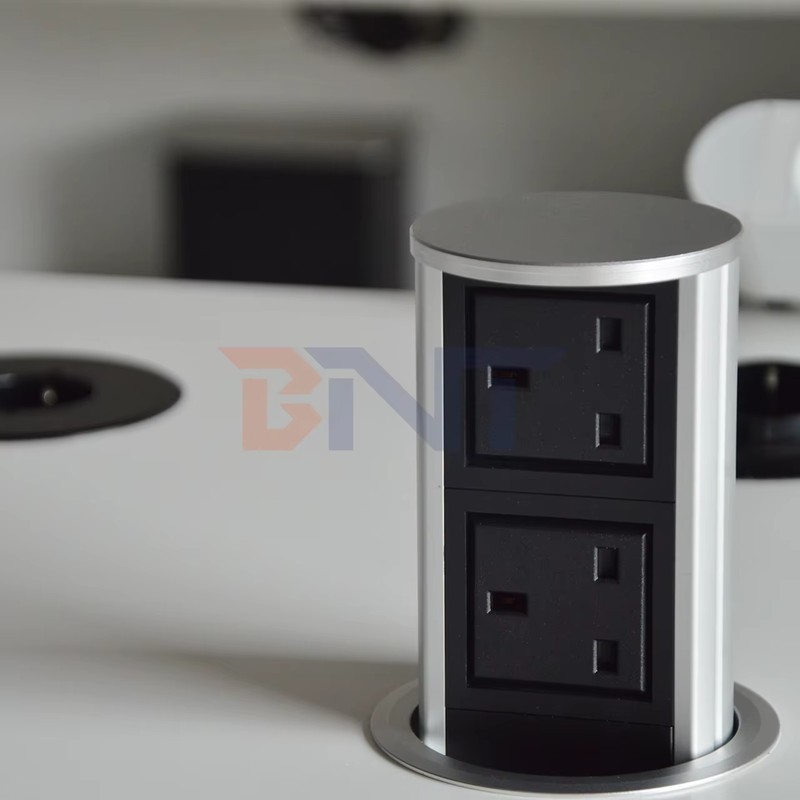 UK Plug Type Pneumatic Lifting Outlet Pneumatic Pop up Power Socket for Hidden Kitchen detail image 3