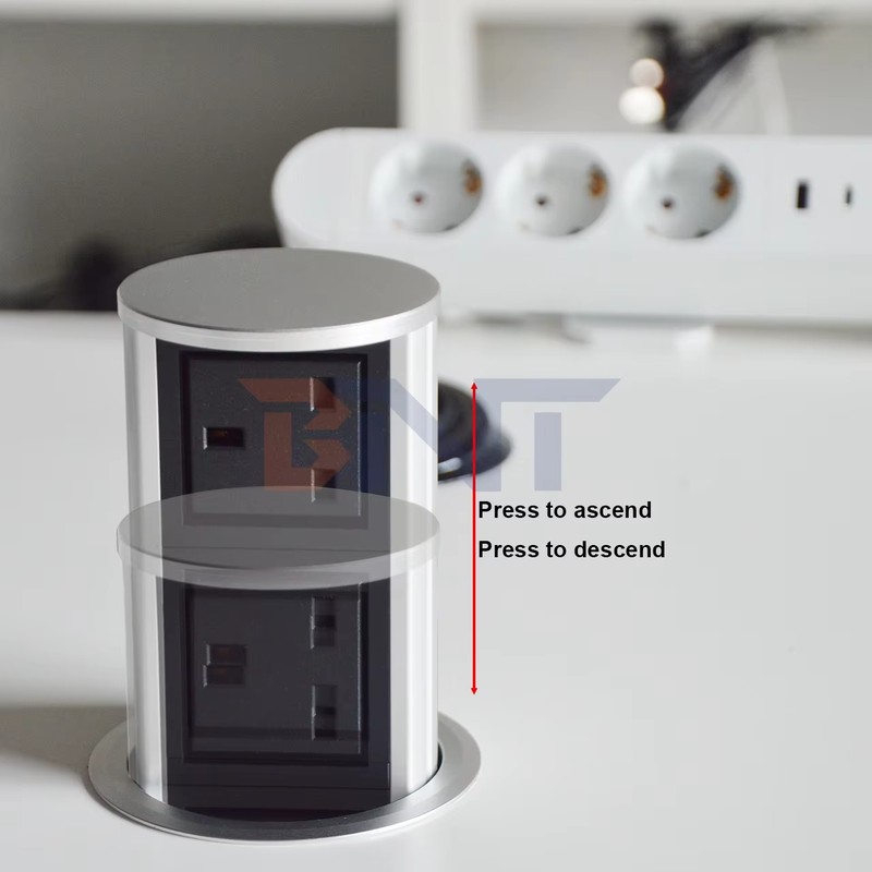UK Plug Type Pneumatic Lifting Outlet Pneumatic Pop up Power Socket for Hidden Kitchen detail image 5