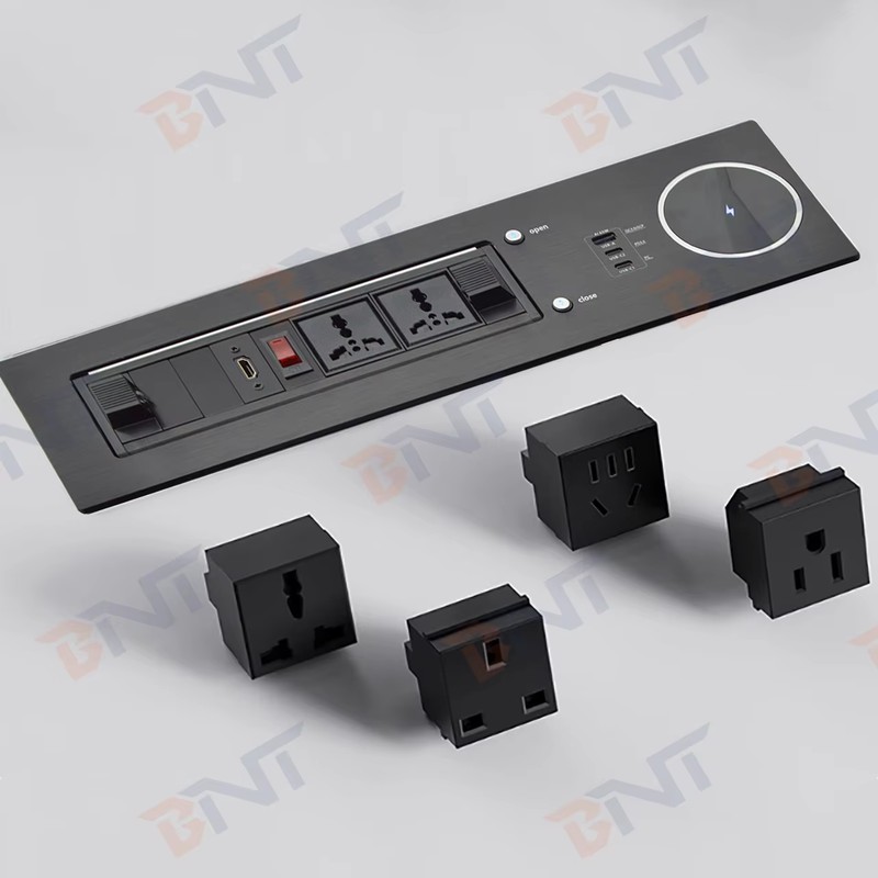 2 Universal 65W Fast Charging Tabletop Socket IP44 Level 10A Rated Current 2 AC Outlets EU Plug Standard for Office Use detail image 4