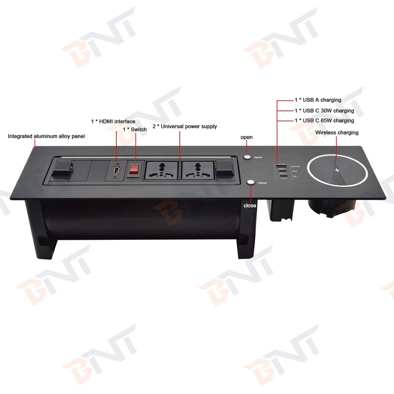 2 Universal 65W Fast Charging Tabletop Socket IP44 Level 10A Rated Current 2 AC Outlets EU Plug Standard for Office Use detail image 12