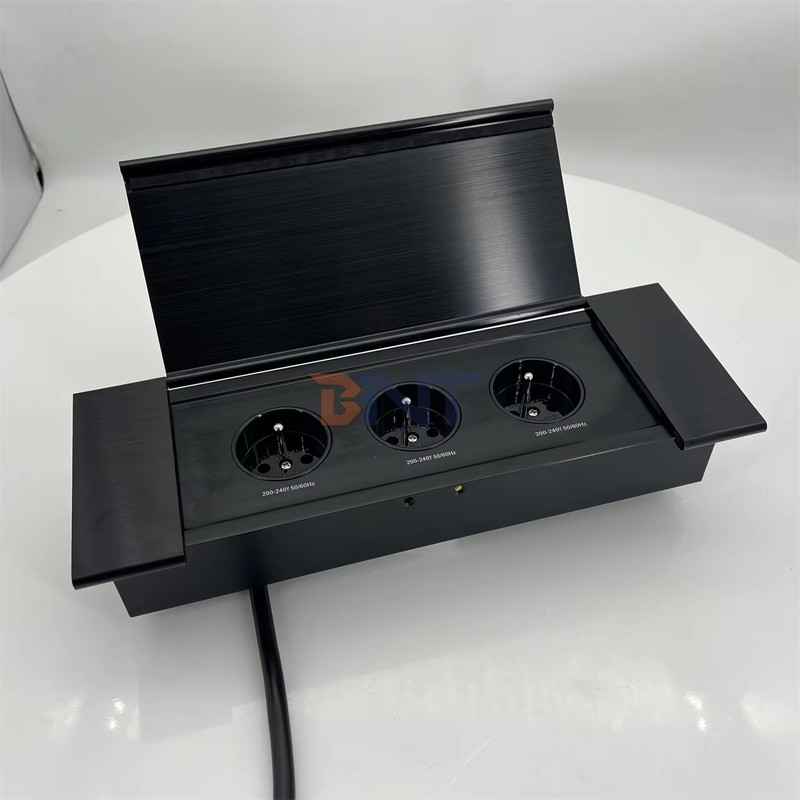 Embedded Design Power Outlet Socket Electrical Equipment  Furniture Outlet Multiple Plug Socket With Sliding Flip Cover detail image 1