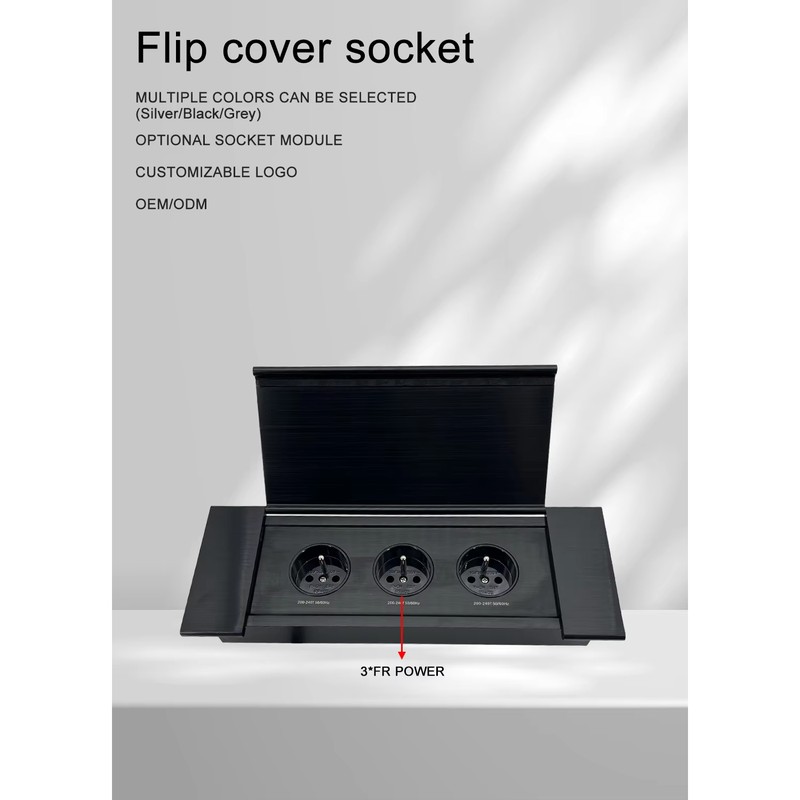 Embedded Design Power Outlet Socket Electrical Equipment  Furniture Outlet Multiple Plug Socket With Sliding Flip Cover detail image 2