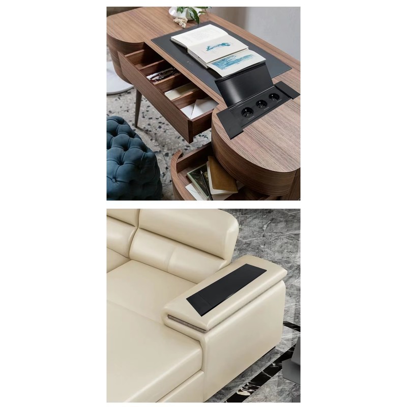 Embedded Design Power Outlet Socket Electrical Equipment  Furniture Outlet Multiple Plug Socket With Sliding Flip Cover detail image 4