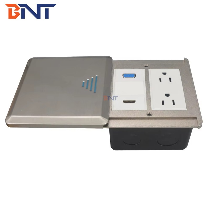 FS26 floor socket plate detail with outlets and multimedia ports