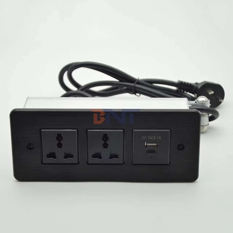 BDS-01 front view - Concealed Drawer Table Outlet, 2 AC Outlets with USB-A/C, 16