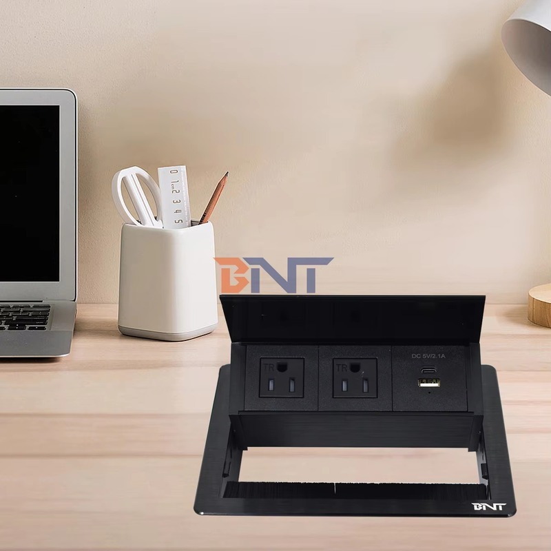 Recessed Flip Cover Desk Outlet - view 1